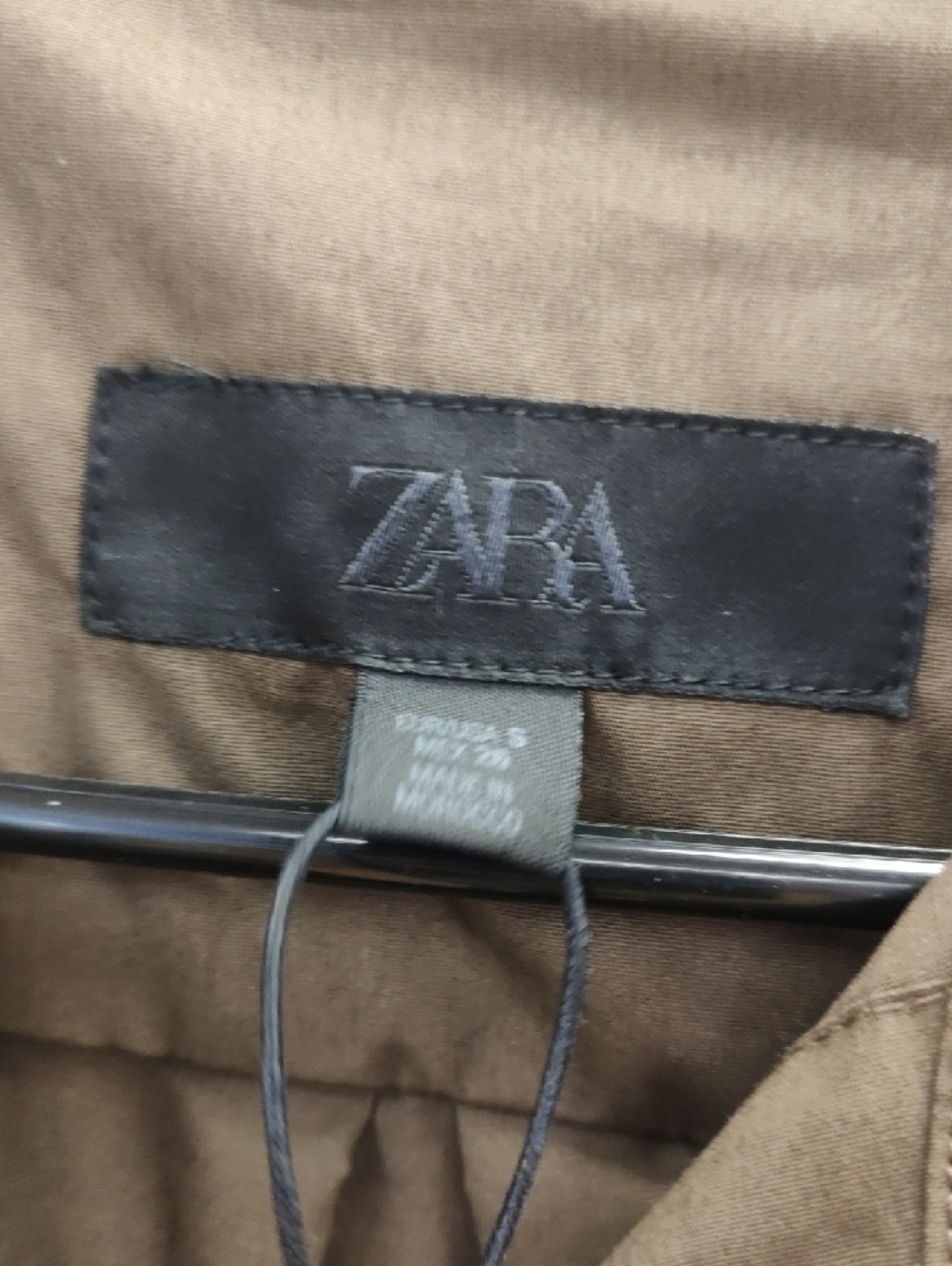 Zara Brown Long-Sleeve Belted Shirt Dress - Picture 3 of 9